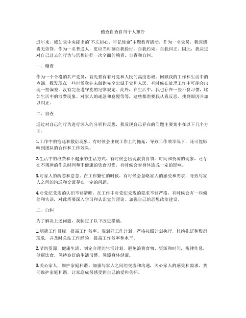 稽查自查自纠个人报告