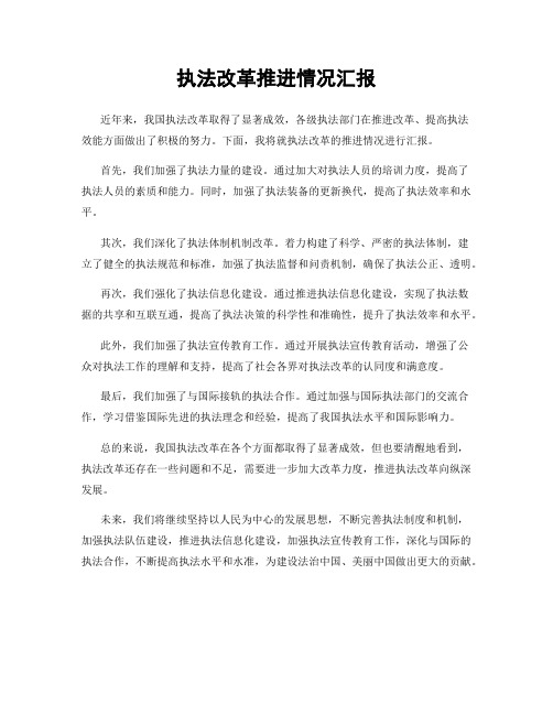 执法改革推进情况汇报