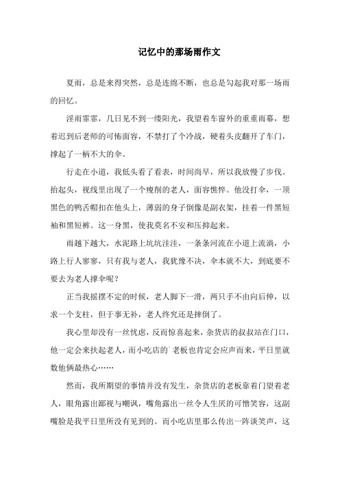 记忆中的那场雨作文精选