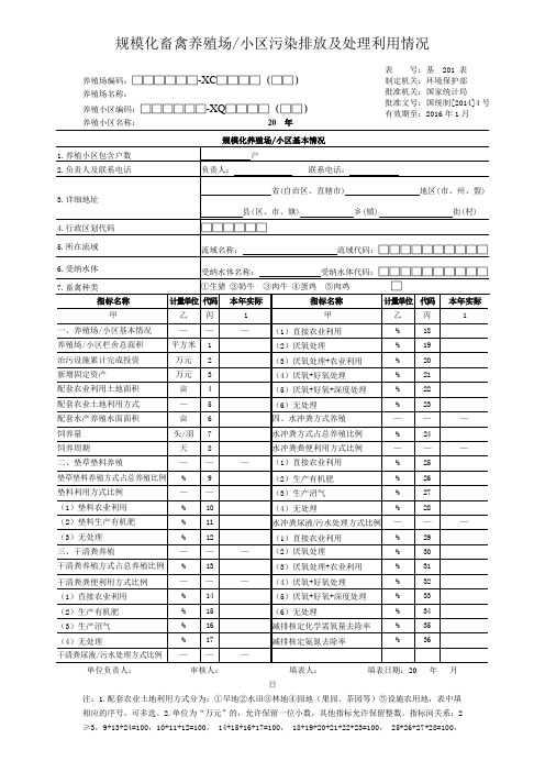 畜禽养殖场年报表(基201表)