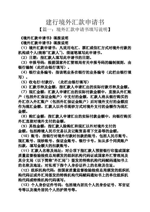 建行境外汇款申请书