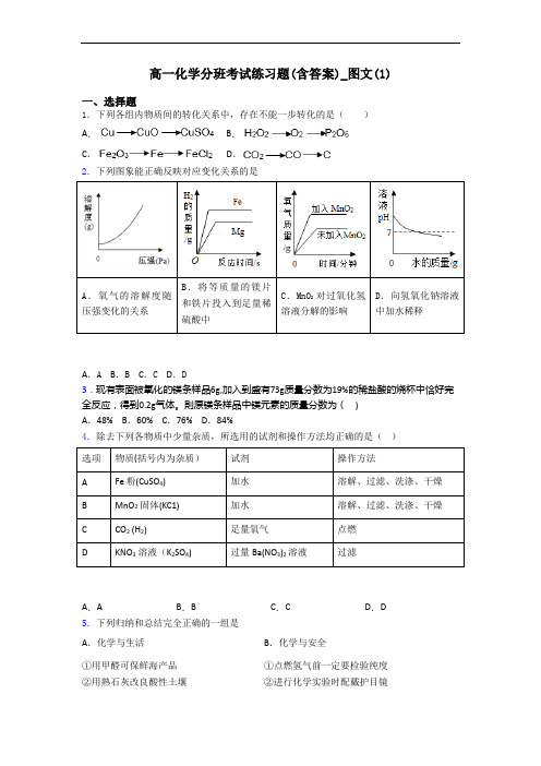 高一化学分班考试练习题(含答案)_图文(1)