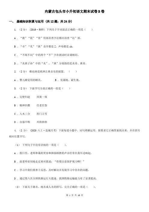 内蒙古包头市小升初语文期末试卷B卷