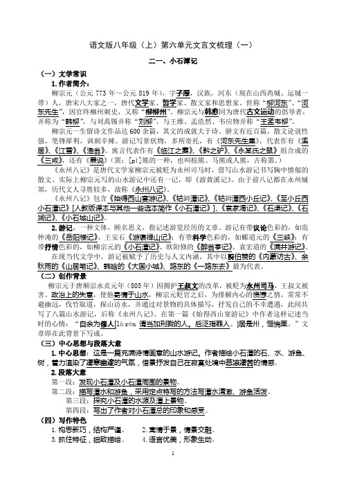 语文版八年级(上)第六单元文言文梳理(一)