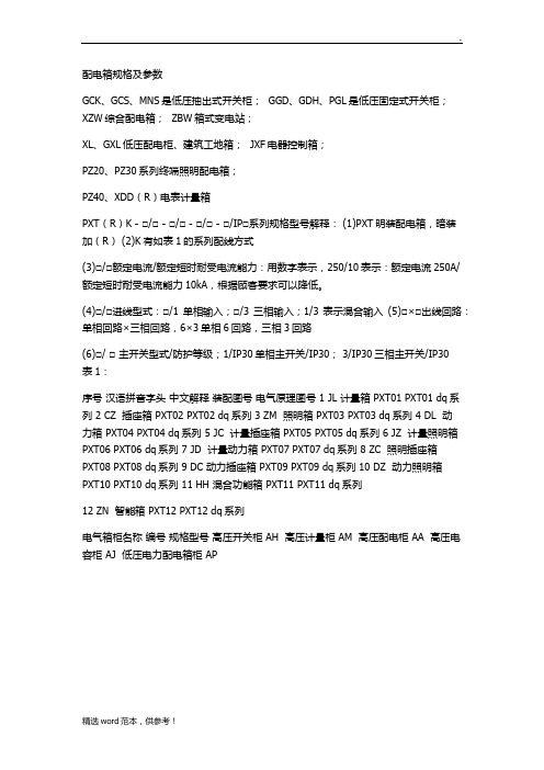 配电箱规格及参数
