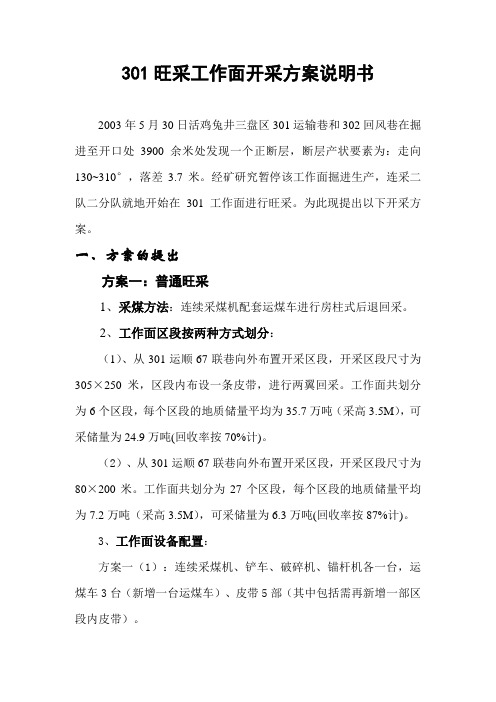 301旺采工作面开采方案说明书