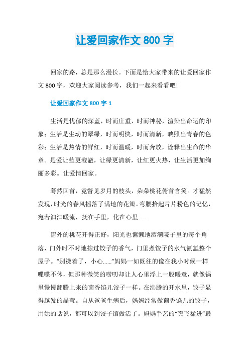 让爱回家作文800字