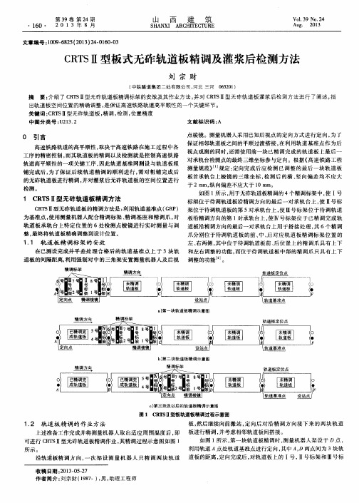 CRTSⅡ型板式无砟轨道板精调及灌浆后检测方法