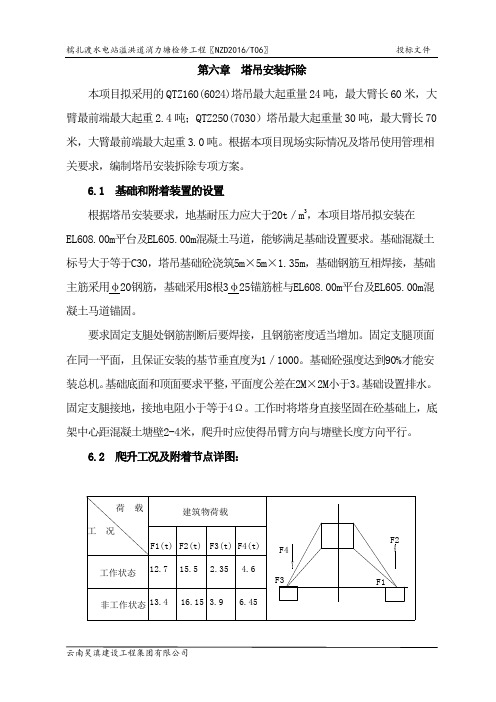 糯扎渡消力塘检修施工组织设计第六章  塔吊安装拆除