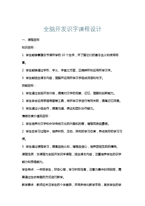 全脑开发识字课程设计