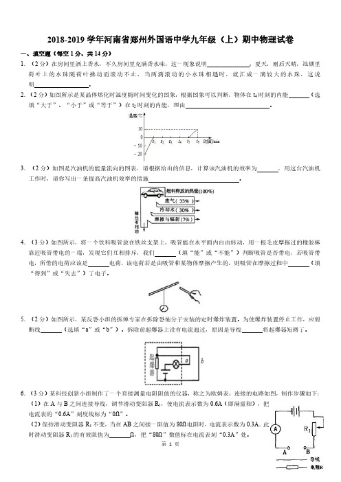 河南省郑州市外国语中学2018-2019学年九年级上学期期中物理试题  PDF