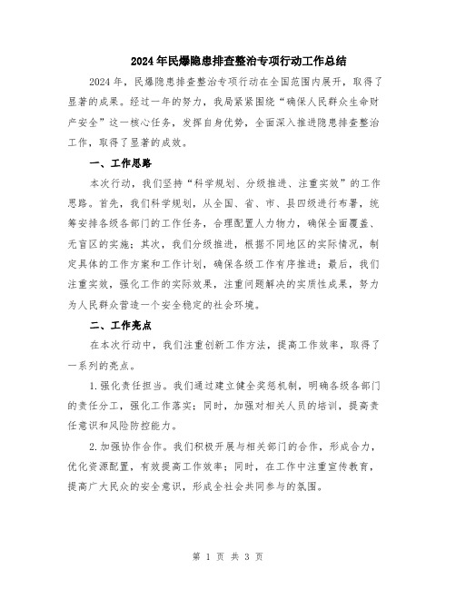2024年民爆隐患排查整治专项行动工作总结