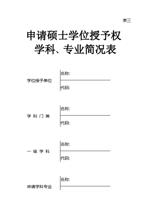 申请硕士学位授予权 学科、专业简况表