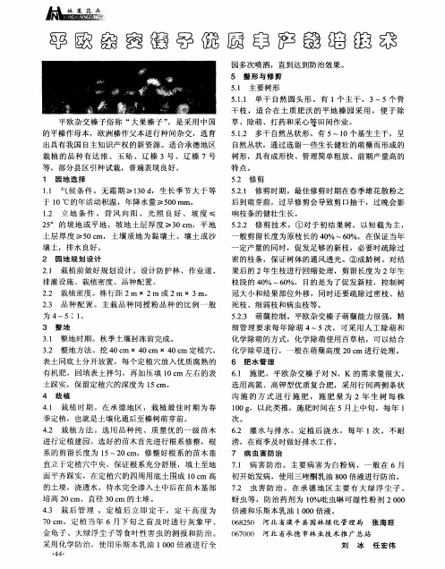 平欧杂交榛子优质丰产栽培技术