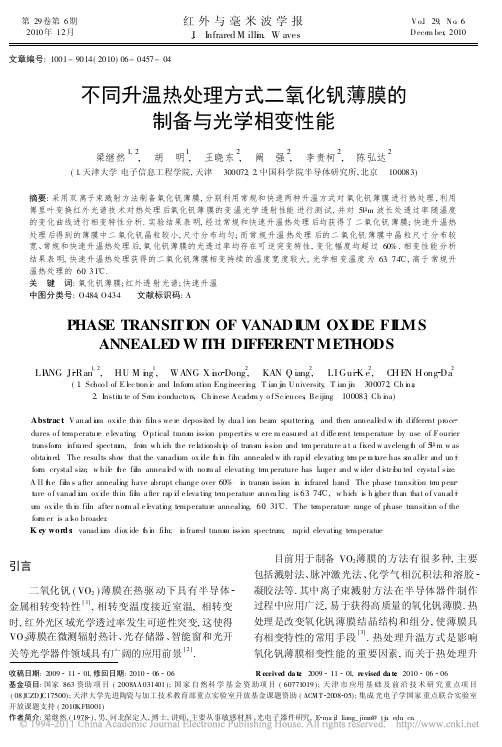 不同升温热处理方式二氧化钒薄膜的制备与光学相变性能