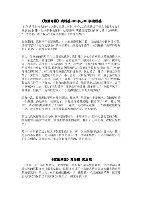 《敬重卑微》读后感_读后感
