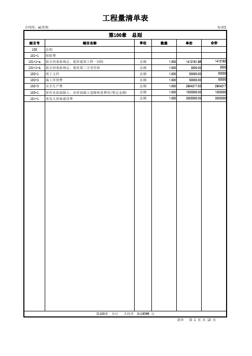 高速公路造价-工程量清单报价表实例