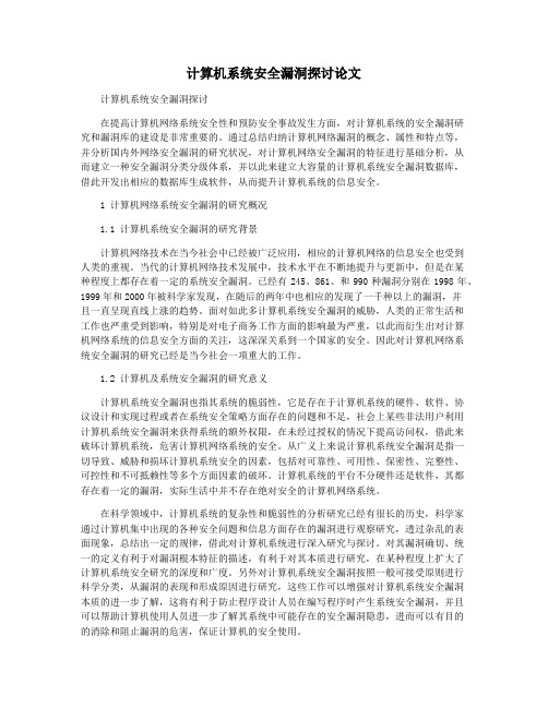 计算机系统安全漏洞探讨论文