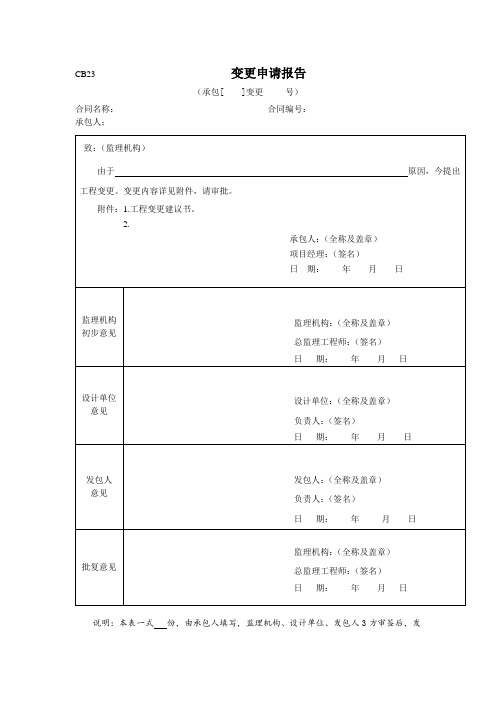水利工程变更申请、会议纪要、报告单