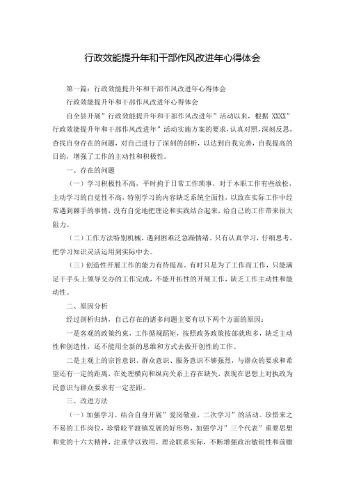 行政效能提升年和干部作风改进年心得体会