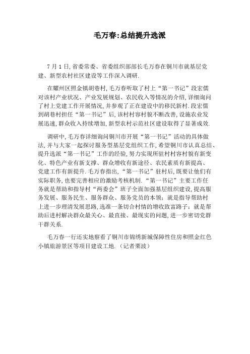 毛万春：总结提升选派