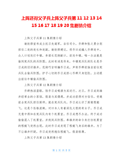上阵还得父子兵上阵父子兵第11121314151617181920集剧情介绍