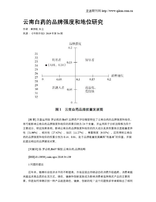 云南白药的品牌强度和地位研究