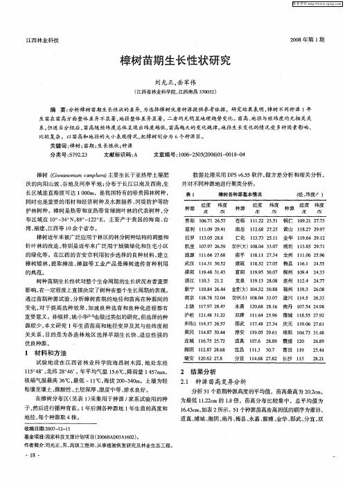 樟树苗期生长性状研究