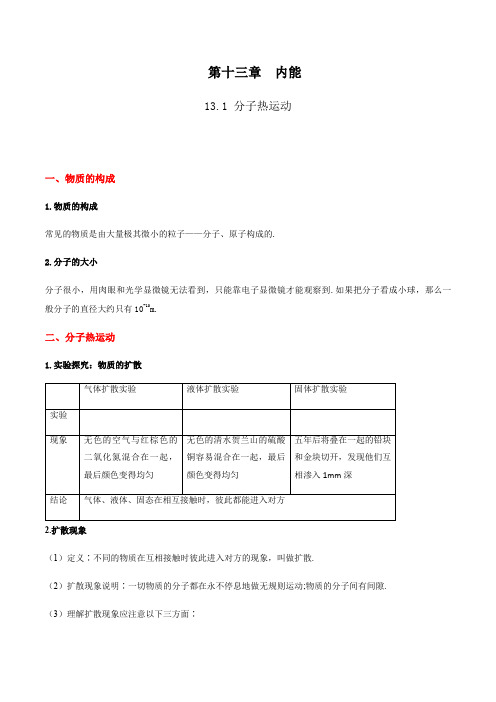 13.1 分子热运动(解析版)