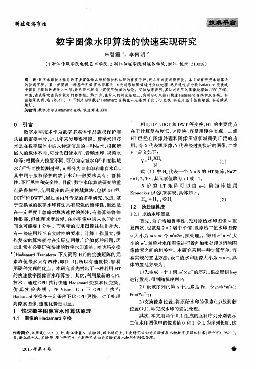 数字图像水印算法的快速实现研究