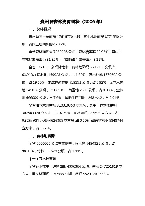 贵州省森林资源现状