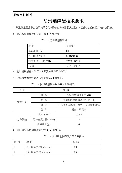 防汛编织袋技术要求【模板】