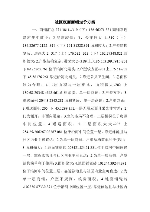 社区底商商铺定价方案.doc
