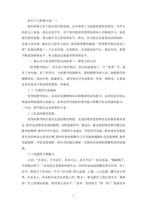 校长个人研修计划2021例文(最新)