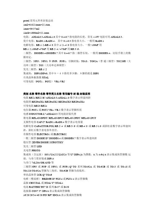 protel常用元件库封装总结