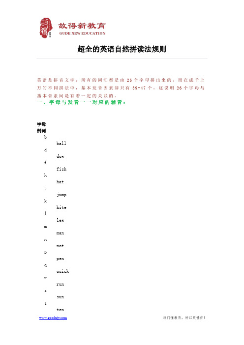 超全的英语自然拼读法规则