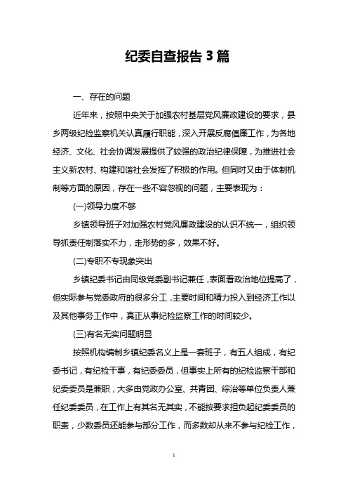 纪委自查报告3篇