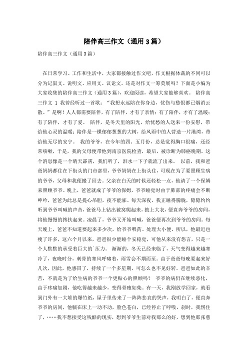 陪伴高三作文(通用3篇)