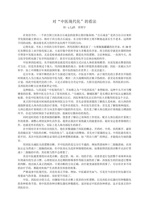 对中医现代化的看法