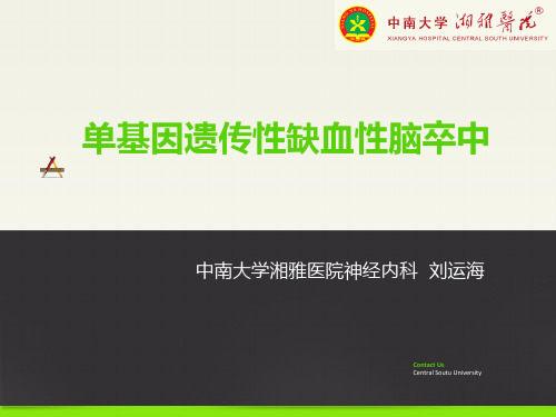 单基因遗传性脑血管病 湘雅医院