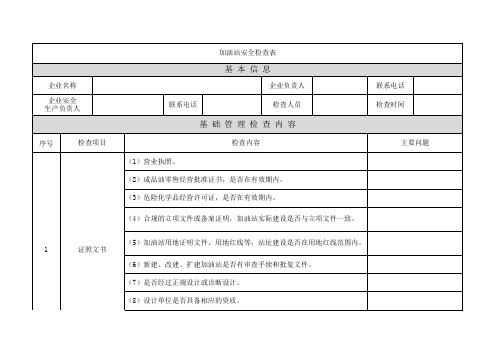 加油站安全检查表