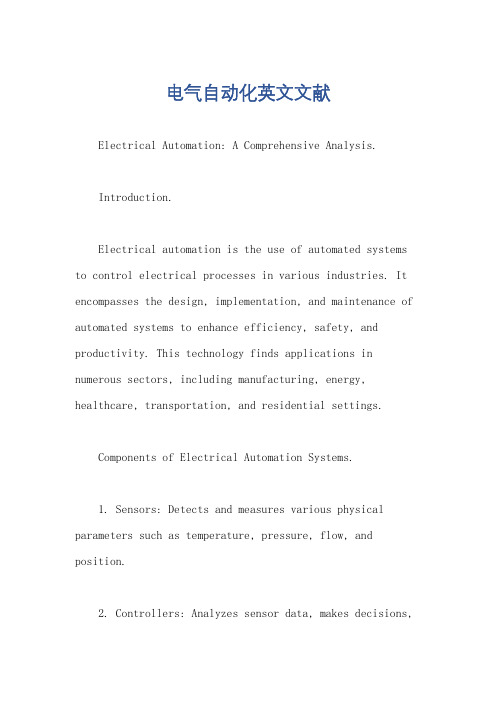 电气自动化英文文献