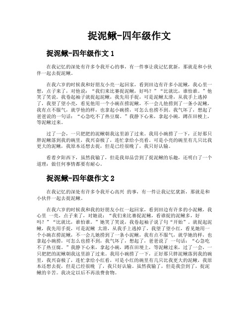 捉泥鳅四年级作文