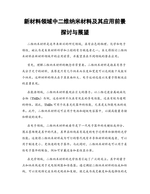 新材料领域中二维纳米材料及其应用前景探讨与展望