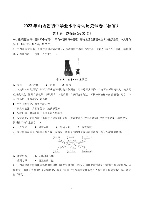 2023年山西中考历史试题扫描版