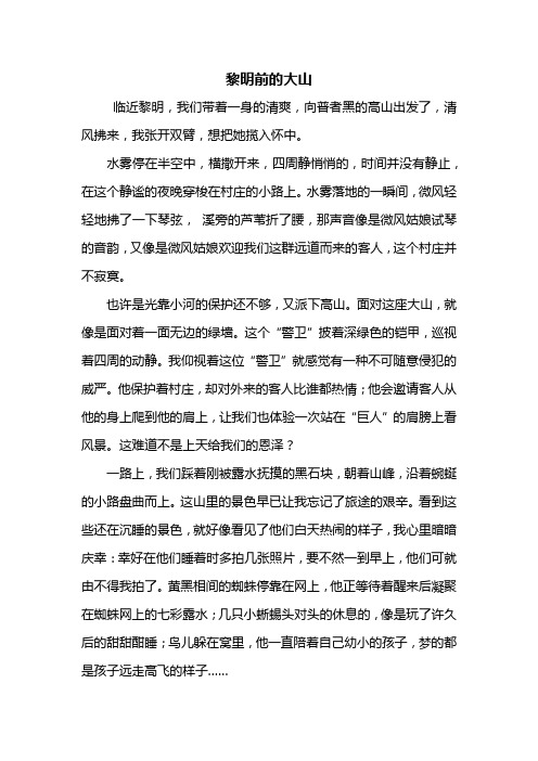 六年级作文：黎明前的大山作文700字