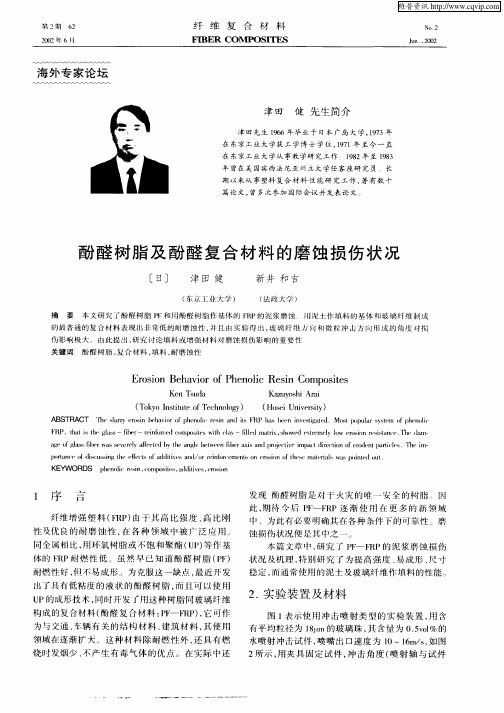 酚醛树脂及酚醛复合材料的磨蚀损伤状况