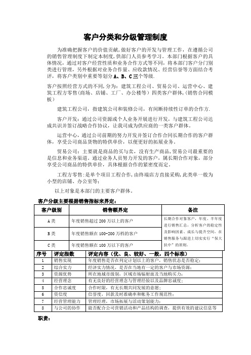 客户分类和分级管理制度