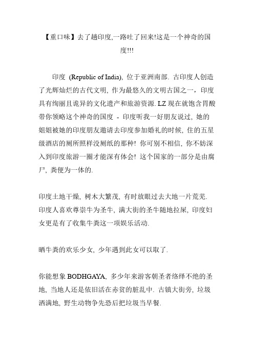 【重口味】去了趟印度,一路吐了回来!这是一个神奇的国度!!!
