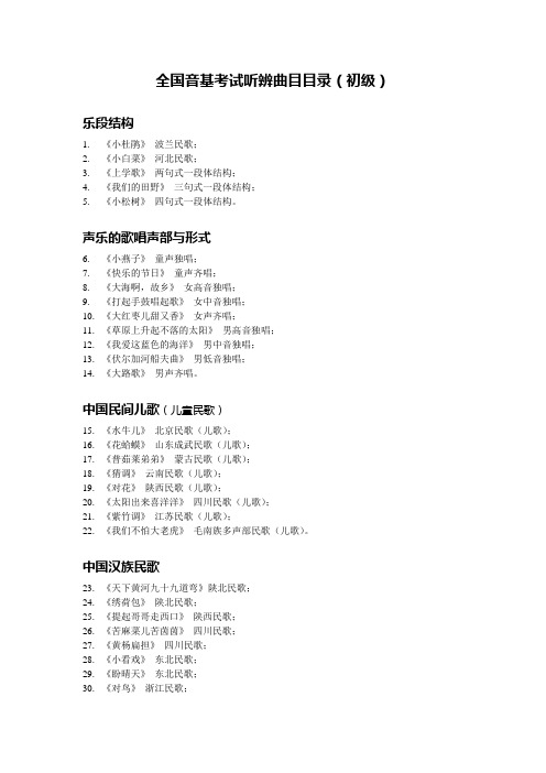 听辨曲目目录